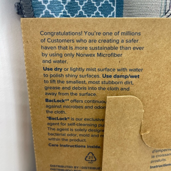 NORWEX MICROFIBER WINDOW CLOTH WINDOW'S PATTERN 17.72 X 17.72 NEW - Picture 4 of 12